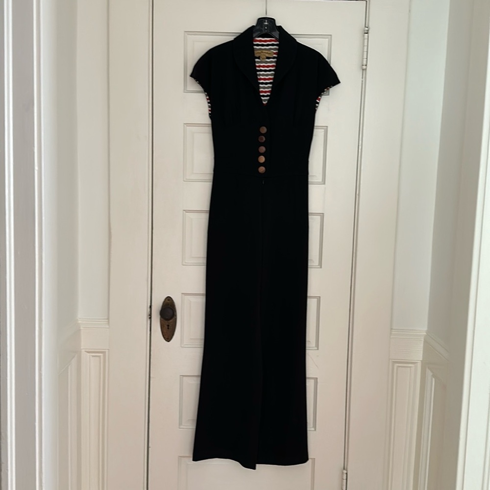 Designer wool jumpsuit wide leg